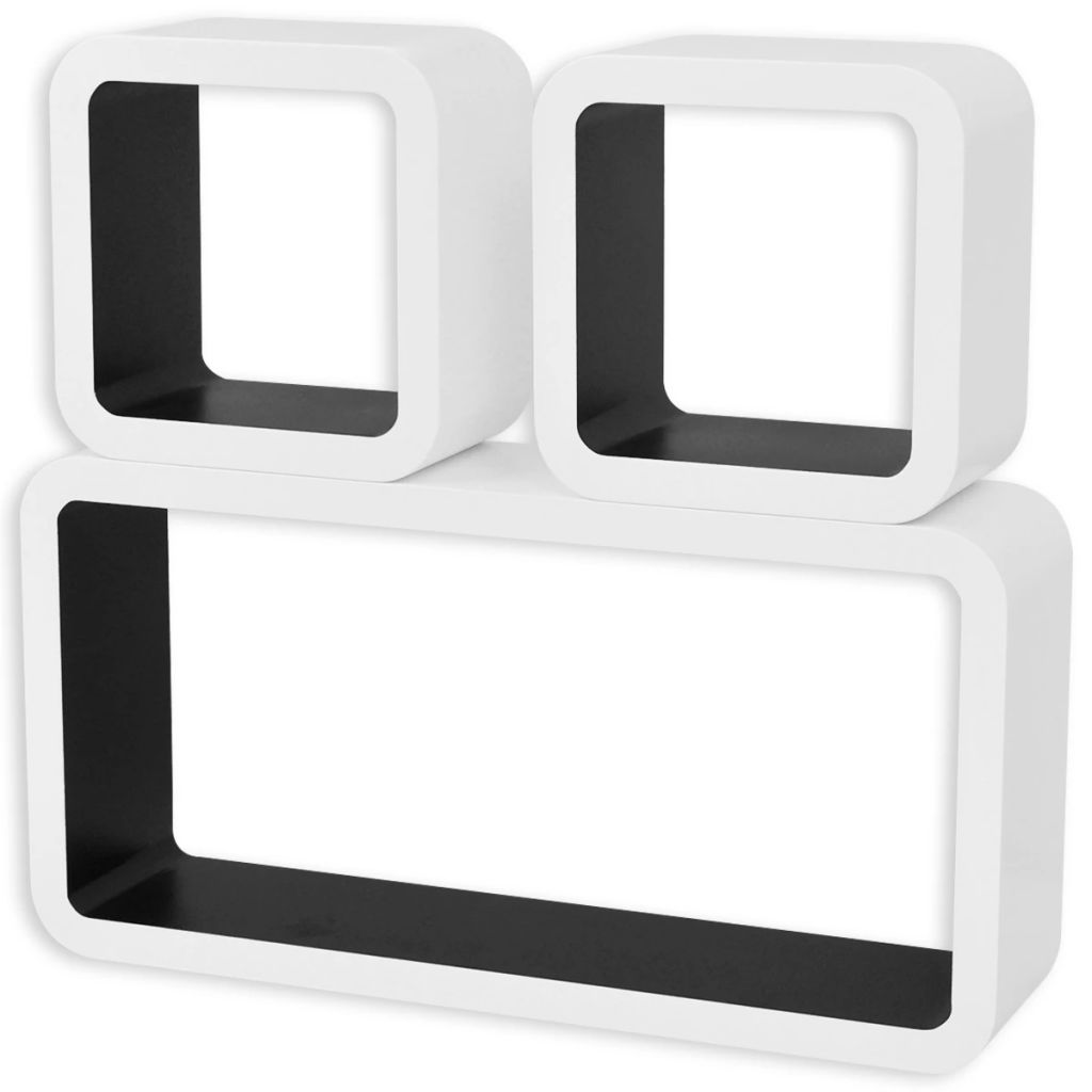 Kepooman Home Office MDF Floating Wall Display Shelf for Book/DVD Storage, White & Black Kepooman Home Office MDF Floating Wall Display Shelf for Book/DVD Storage, White & Black