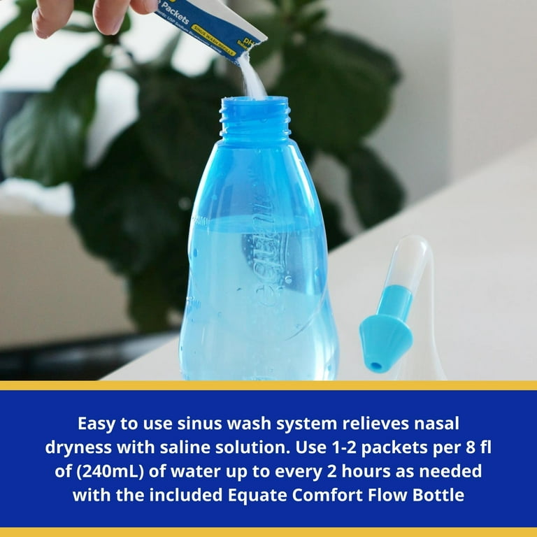 Sinus Rinse Kit with 40 Salt Packs - Neti Pots - Nasal Irrigation- BPA Free  - Nasal Rinse Bottle for Sinus and Allergy Relief - Nose Wash