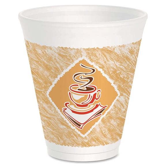 THERMO-GLAZE CAFE G STYROFOA COFFEE CUPS, RED/BROWN/BLACK, 12 OZ., 1,000 PER CASE