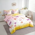 thumbnail image 3 of Homewish Cute Cartoon Butterfly 7pcs Bedding Comforter Set,Chic Glitter Print Queen Bedding Sets,Pink Gold Queen Sheet Sets For Girls Kids,Microfiber Bedroom Decor Reversible, 3 of 8