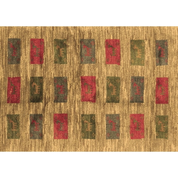 Ahgly Company Indoor Rectangle Abstract Brown Contemporary Area Rugs, 5' x 8'