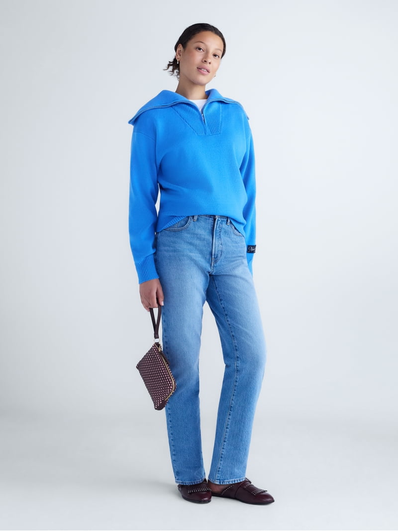 free market  Free Assembly Women's and Women Plus Quarter-Zip Sweater