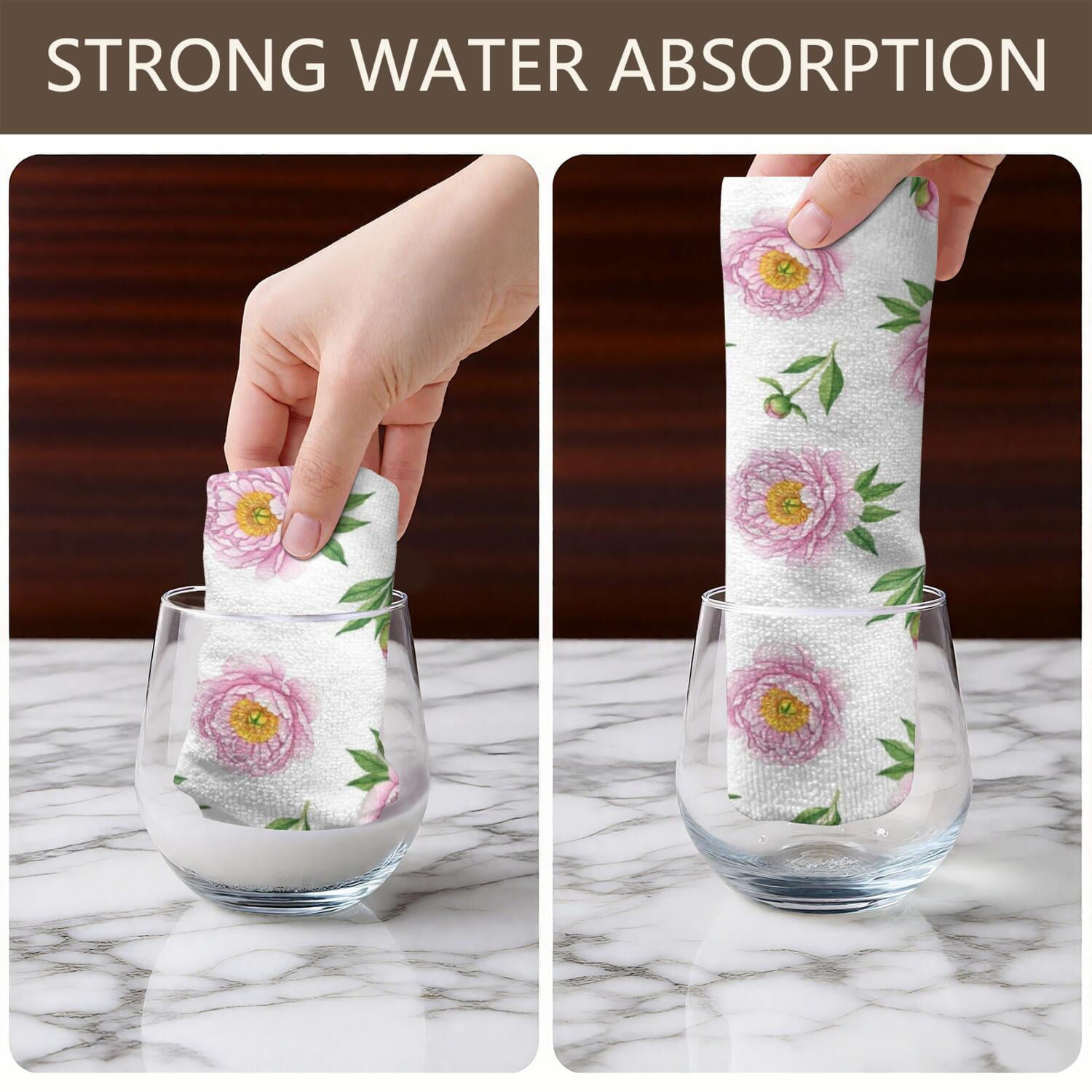 2 Pcs Pioneer Flower Floral Print Pattern Kitchen Towels, Funny Microfiber Dish Towel Set, 18" X 26" Tea Towels