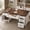 White, variant on 60" Farmhouse Executive Desk with 6 Drawers, File Drawer, Cabinet, Power Outlets and USB Ports, Large Computer Workstation for Home Office,Gray