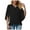 Black, variant on OSOLU Women Solid Color Fashion V-Neck T-Shirt Tshirts Tee Loose Temperament Casual Petal Sleeve Shirt Tops Leisure Dailywear