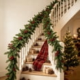 thumbnail image 3 of 2026 Christmas Indoor Home Decor 180cm Artificial Pines Garland With Red Berries Light Weight Christmas Greenerys Decor For Stair Railing Fireplace Mantel Holiday Ornament, 3 of 6