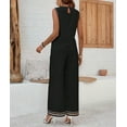 thumbnail image 6 of Womens 2 Piece Outfits Linen Sets Sleeveless Button Vest Wide Leg Pants Matching Lounge Set Black XL, 6 of 7