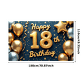 thumbnail image 3 of Yatrandify Gold Balloon Happy Birthday Banner Star Design Party Backdrop for 18th Birthday Celebration Indoor Decoration Event, 3 of 7