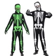 thumbnail image 2 of Otqutp Kids Long Sleeve Skeleton Bodysuit with Face Mask Boys Spooky Outfit Fall Halloween Holiday Party Dress Up Sets, 2 of 7