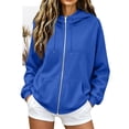 thumbnail image 5 of Zip Up Hoodie Women 2026 Y2K Casual Long Sleeve Oversized Hooded Sweatshirts Fall Winter Comfy Jackets with Pockets Royal Blue S, 5 of 5