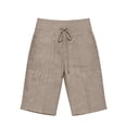 thumbnail image 4 of Only Moment Womens Casual Shorts Bamboo Nodes Cotton Casual Elastic High Waisted Wide Leg Cute Dressy Beach Shorts 2026 Vacation Beach Clothes Womens Swim Shorts Beige,XL, 4 of 6