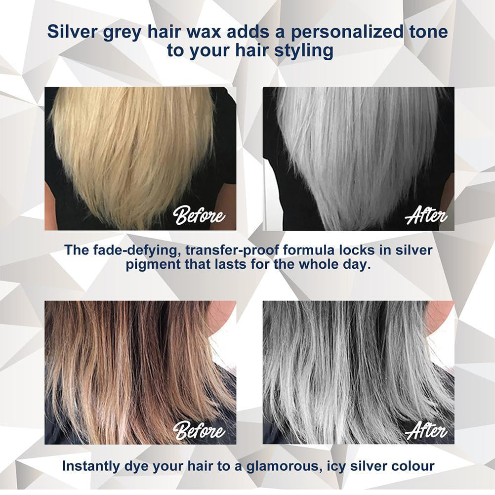 Silver Gray Hair Dye Wax Temporary Hair Color Wax Hairstyle Pomade Cream  for Men and Women 