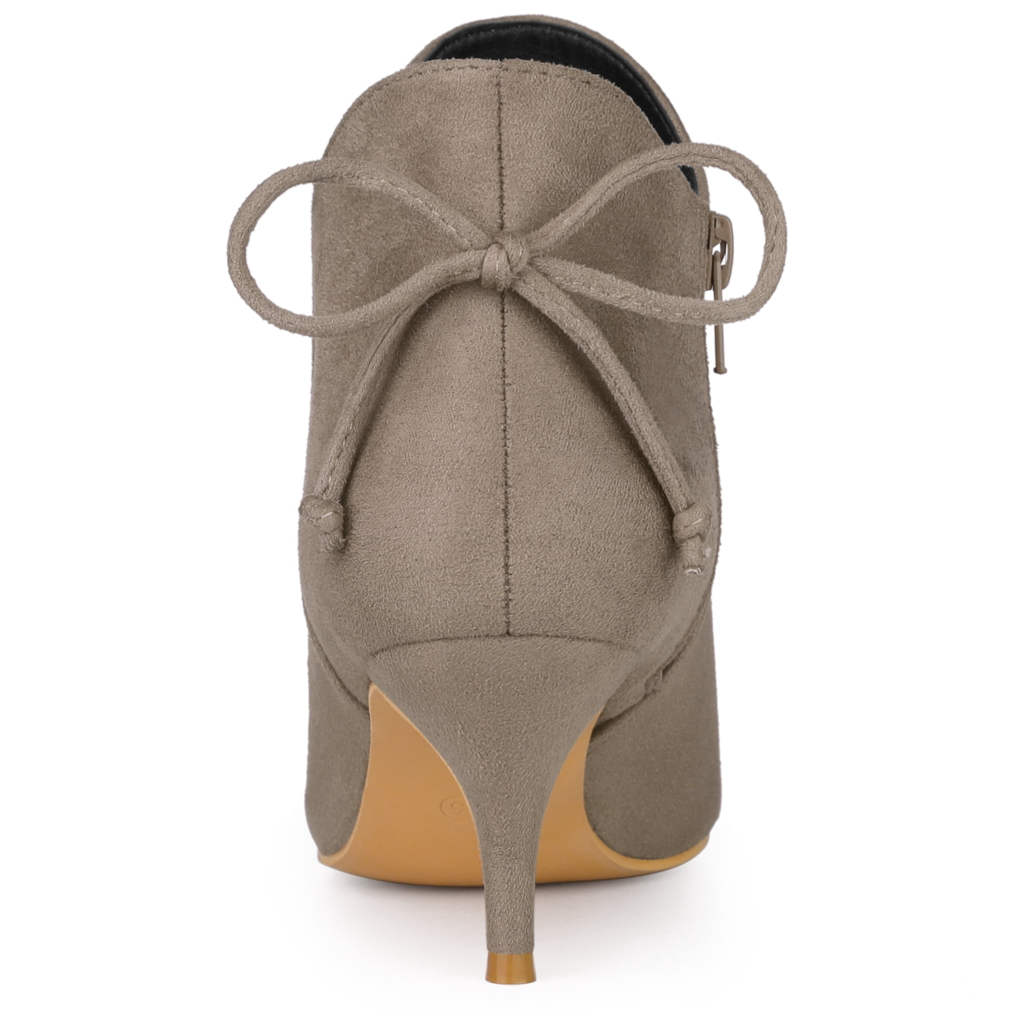 DARING DIVA Women's Pointy Toe Kitten Heel Ankle Booties Taupe 10