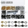 thumbnail image 1 of Grommet Kit 150 Sets Grommets Eyelets with Storage Box & 1 Pieces Install Tool Kit 10mm /5 mm Inside Diameter Grommet Tool Kit for Leather Fabric Canvas Belt Craft Making, 1 of 9