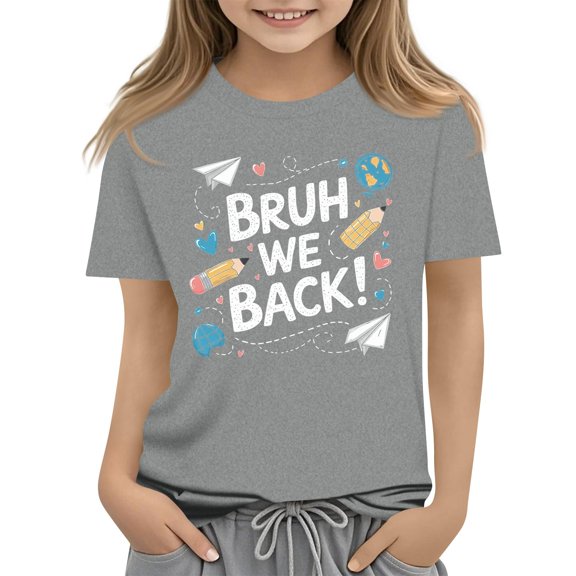 Grblisyd Boys Girls Shirts Size 10-12 First Day of School Graphic Print Tee Shirt Round Neck Short Sleeve T Shirts Summer Cute Trendy Tops