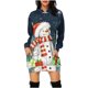 thumbnail image 3 of Vestido con capucha de manga larga con estampado 3D de dibujos animados de muñeco de nieve y Papá Noel informal, 3 of 5