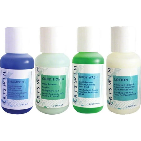 Triswim Chlorine Removal Hair and Skin Care Shot Set: Four 2oz Bottles