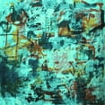 thumbnail image 1 of Ahgly Company Machine Washable Indoor Square Abstract Turquoise Blue Contemporary Area Rugs, 8' Square, 1 of 4
