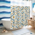 thumbnail image 3 of No Hook Shower Curtain with Built-in Rings - Daisy Floral Print Washable Waterproof Fabric Bathroom Curtains for Hotel,Rentals, 60 X 72 Inch Long , Sky Blue, 3 of 6