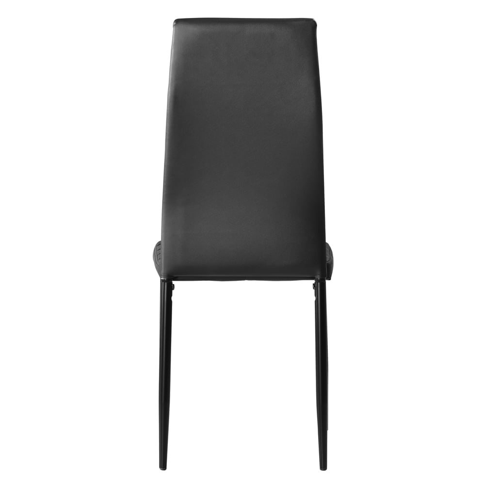 Veryke Modern Leather Dining Chairs Set of 6, Chairs at home with Cushion High Back Metal Legs Rhombus Pattern Seats, Side Chairs for Kitchen Living Room Bedroom Furniture, Black
