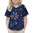 thumbnail image 3 of Boys Button Down Patriotic Shirts 4th of July Outfits Summer Casual Short Sleeve Collared Blouses Festival Clothes Multicolor， 6 Years, 3 of 7