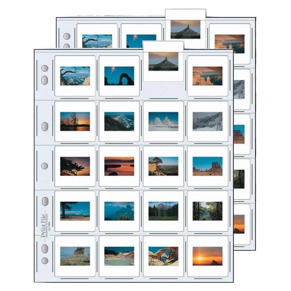 35mm Size Top-Load Archival Storage Pages for Slides | Holds 20 Slides (Binder Only) - 25 Pack x 2