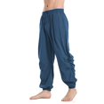 thumbnail image 3 of Men's Linen Casual Pants, Elastic Waist Drawstring Beach Yoga Trousers, 3 of 5