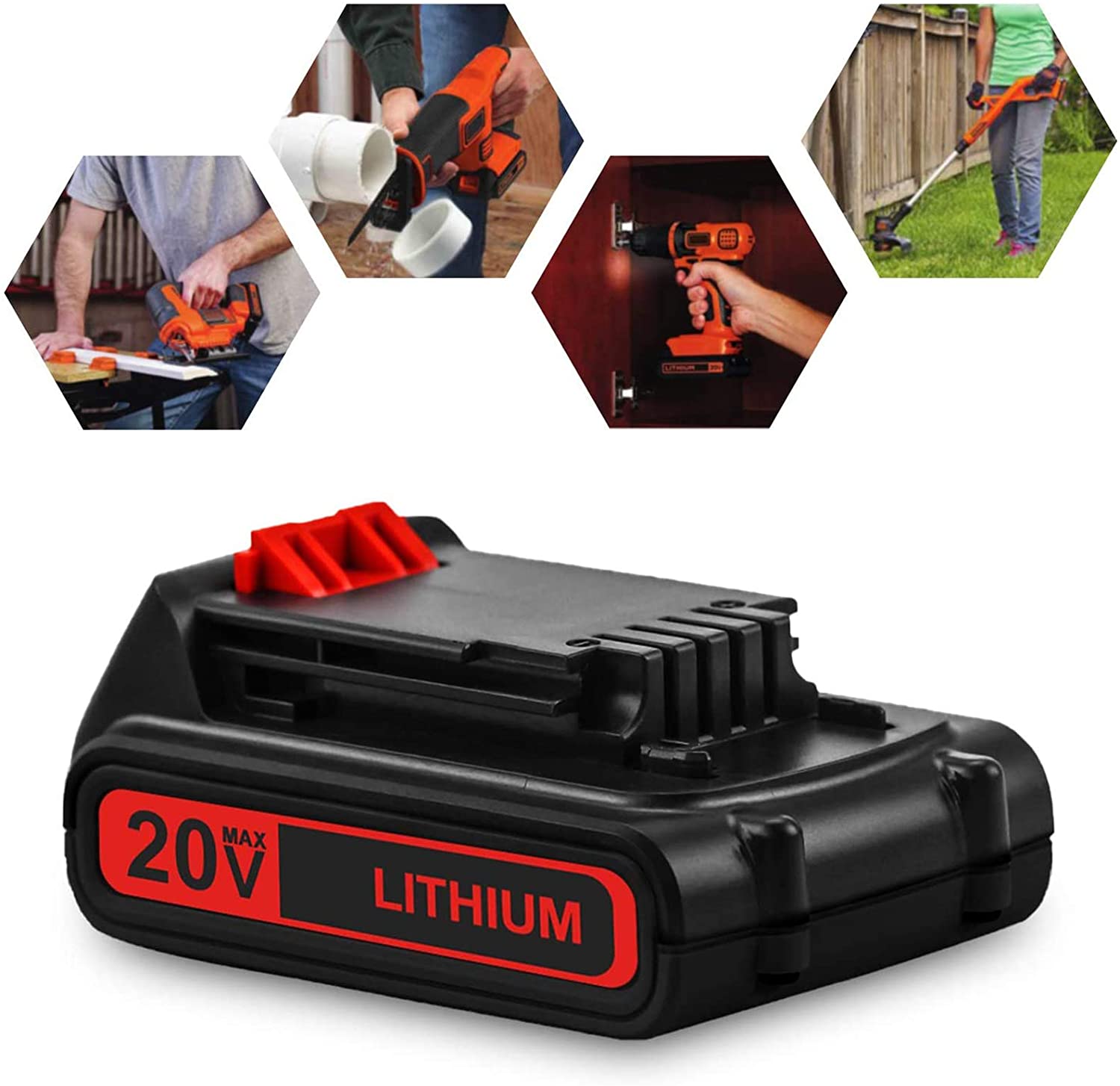 LBXR20 20 Volt 3000mAh Replacement Battery Compatible with Black and Decker 20V Lithium Battery Max LB20 LBX20 LST220 LBXR2020-OPE LBXR20B-2 LB2X4020 Cordless Tool Batteries - image 5 of 7