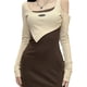 thumbnail image 4 of Vestido ajustado con hombros descubiertos Vestido elástico de manga larga elástico y ajustado para mujer para citas Marrón L, 4 of 8
