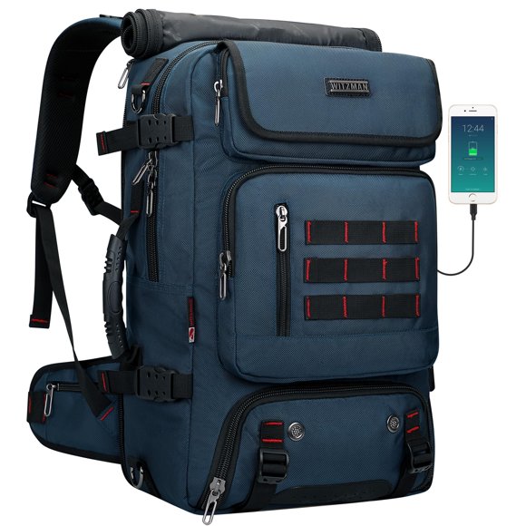 WITZMAN Carry on Travel Backpack for Men Airline Approved Convertible Nylon Duffle Backpack Luggage Bag(B682 Blue)