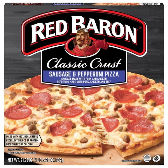 Red Baron Sausage and Pepperoni Classic Crust Frozen Pizza, 21.95 oz