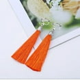 thumbnail image 4 of Clip on silver top 4 1/2" Xlong thread earrings in a variety of bright colors, 4 of 13