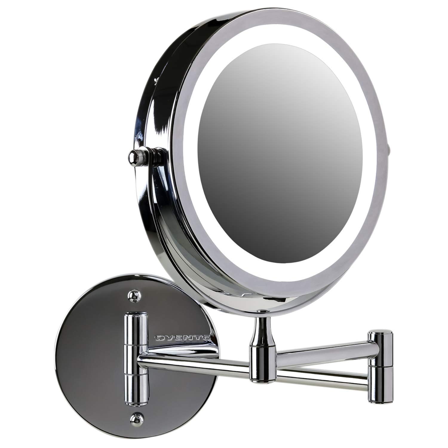 Ovente Double Sided Wall Mounted Makeup Mirror 7 Inch With 1x 7x Magnification And Led Ring
