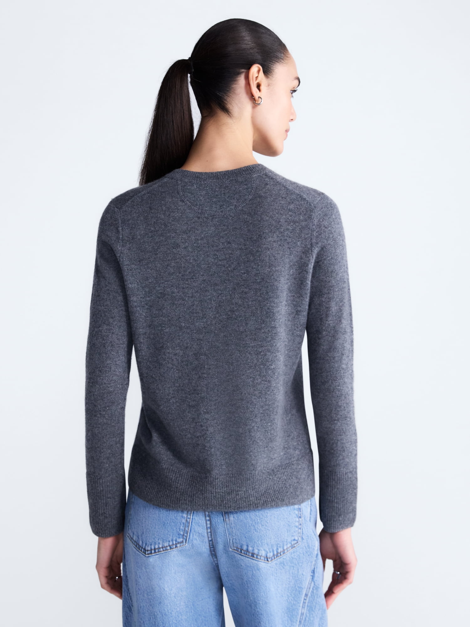 Free Assembly Women's and Women's Plus Cashmere Sweater with Long Sleeves, Sizes XS-4X