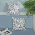 thumbnail image 3 of Blue Floral Pillow Covers 18x18 Set of 2 Blue and Cream Chinoiserie Floral Decorative Throw Pillows Vintage Rustic Toile Flower Pillowcase Outdoor Decor Linen Cushion Covers for Couch Sofa, 3 of 14