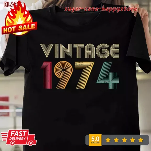 DOPASHIRT 50Th Birthday Vintage 1974 Men Women 50 Years Old Retro T-Shirt Birthday Gifts Unisex S-5XL Hot Trending Shirt, Vintage Birthday Gift