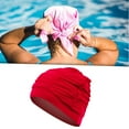 thumbnail image 4 of Bonnet de Bain, Bonnet de Bain Mode Été Nylon polyester, Bonnet de Bain Confortable, Bonnet de Bain Élastique Unisexe Hommes et Femmes Adultes, Bonnet de Plongée Bonnet de Bain Long et Court Rouge, 4 of 6