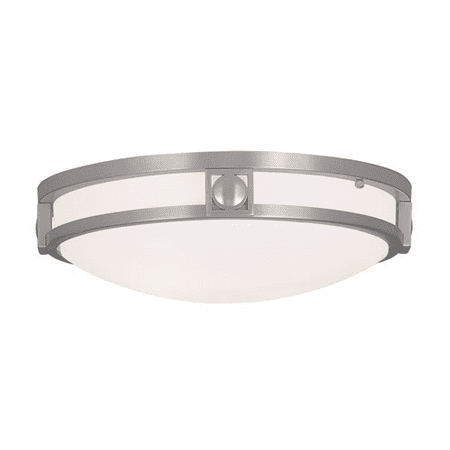 

Semi Flush Mounts 2 Light With Satin White Glass Brushed Nickel size 13 in 80 Watts - World of Crystal