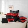 thumbnail image 6 of Homewish Boys Girls Kawaii Bow Knot Bedding Comforter Set 7 Pieces,Polka Dots Full Bedding Set Lightweight,Black Red Fitted Sheet Flat Sheet,Breathable Home Decor,Reversible, 6 of 8