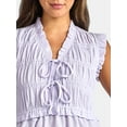 thumbnail image 4 of Time And Tru Women's Textured Tie Front Top, Sizes XS-XXXL, 4 of 5