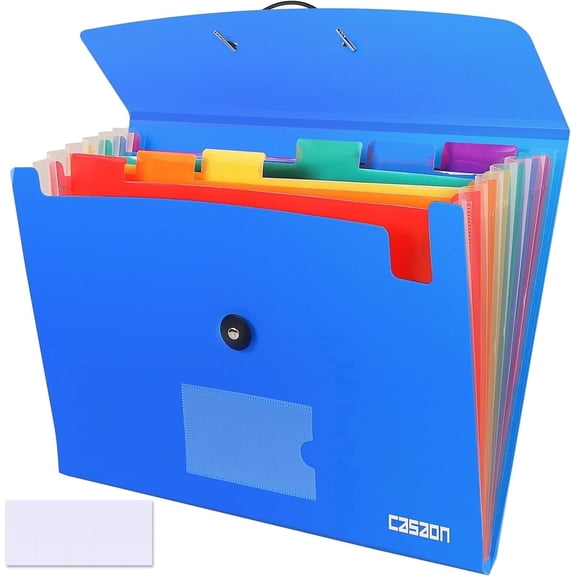 Accordion File Organizer, 7-Pockets Expanding File Folder for A4 Letter Size Paper,  Blue