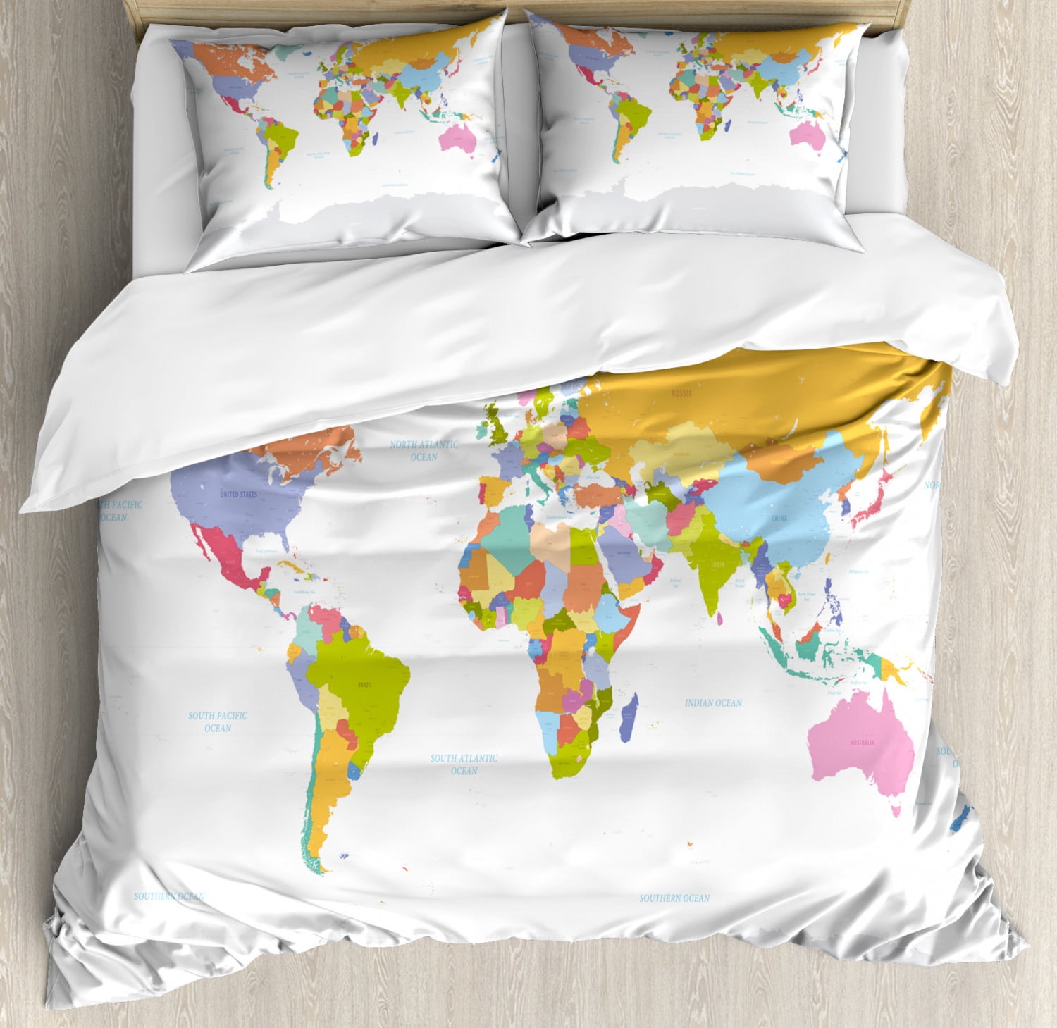 Map Duvet Cover Set Queen Size, Highly Detailed Political Map of the ...