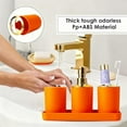 thumbnail image 4 of Orange Bathroom Set with Shower Curtain and Rugs 25Pcs, Bathroom Accessory Set - Trash Can, Soap Dispenser, Soap Dish, Toilet Brush, Toothbrush Holder, Tumbler Cup, Tray, Canisters, 4 of 7