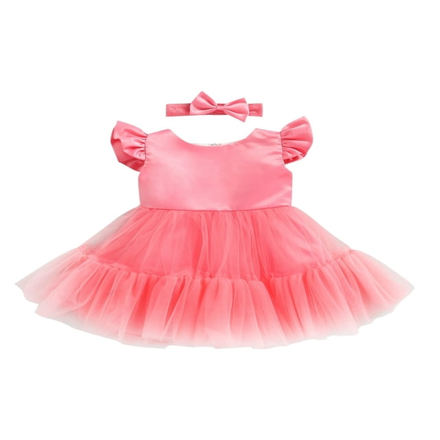 Little Girls Sweet Style Dress Mesh Splicing Princess Skirt