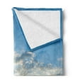 thumbnail image 2 of Clouds Soft Flannel Fleece Throw Blanket, Vivid Air with Clouds Meteoric Reflection Atmosphere Photo Print, Cozy Plush for Indoor and Outdoor Use, 60" x 80", Pale Blue White, by Ambesonne, 2 of 5