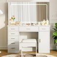 thumbnail image 7 of 2025 New Vanity Desk with Large Mirror and Lights, Makeup Vanity with Charging Station, 3 Lighting Modes Adjustable Brightness, Vanity Table Set with 7 Drawers, Makeup Table for Bedroom, 7 of 7