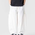 thumbnail image 2 of SAWOBUUN Mens Casual Barrel Pants Wide Leg Elastic Waist Drawstring Loose Fit Trousers Casual Summer Streetwear with Side Pockets, 2 of 8