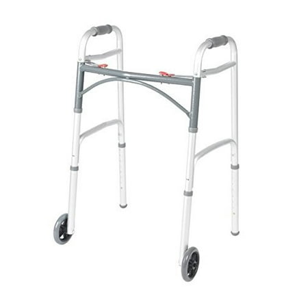 1 Button Walker - Front Wheeled Walker Folding Deluxe with 2 Button and 5
