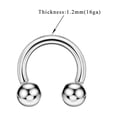thumbnail image 2 of FANSING 16g 6mm Surgical Steel Horseshoe Septum Rings 16 Guage Internally Threaded Circular Barbell with Removable Ball Ends, 2 of 3