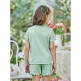 thumbnail image 4 of Arshiner Girls Shorts Set 2 Piece Ribbed Knit Summer Outfit Short Sleeve Top & Elastic Waist Shorts Casual Playwear, 4 of 6